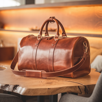 Leather Weekender Duffle Bag